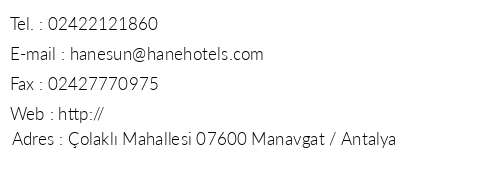 Hane Sun Hotel telefon numaraları, faks, e-mail, posta adresi ve iletişim bilgileri